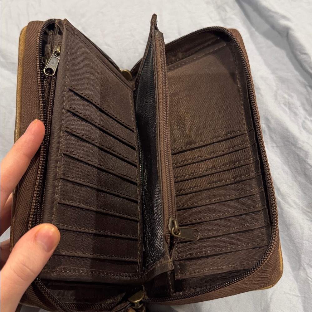 Sts Ranchwear Patchwork Brown And Cream Wristlet - image 6